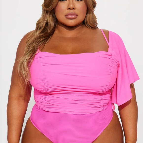 Bodysuit, NWT, Pink In Extra Small, Cute One Sleeve - Picture 5 of 8